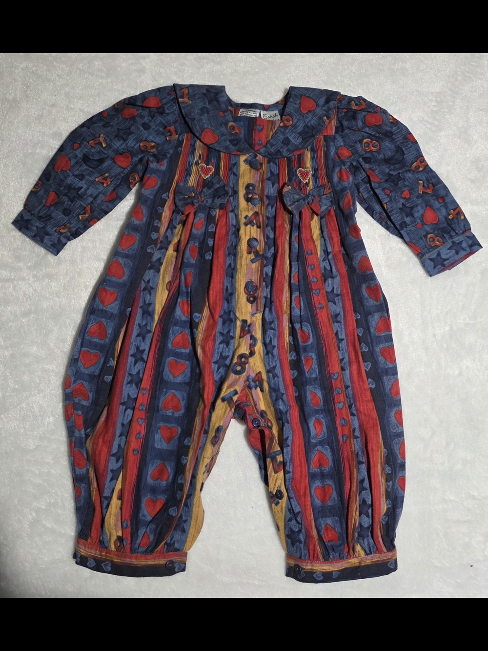 Heart & Stripe Navy Red Kids One-Piece Bodysuit